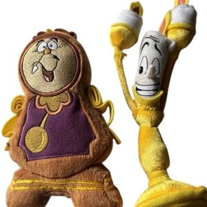 Disney Brown and Yellow Cogsworth & Lumiere Plush Set